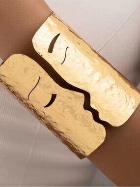 Nocturne Gold Sculpted Face Cuff Bracelet